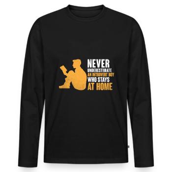 Never Underestimate An Introvert Boy Sayings For - Men's Premium Organic Long Sleeve Shirt - black - Front - Nico (187cm)