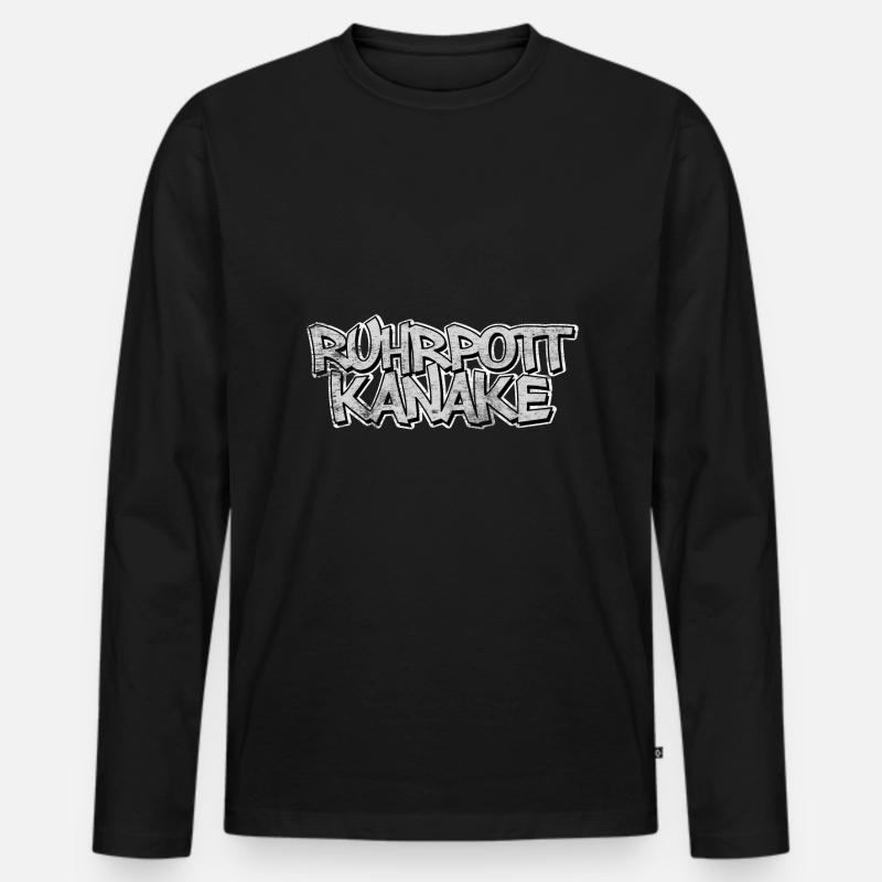 Ruhrpott Kanake - Männer Premium Bio Langarmshirt - Schwarz