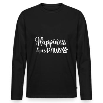 DogHappiness has paws - Männer Premium Bio Langarmshirt - Schwarz - Vorne - Nico (187cm)