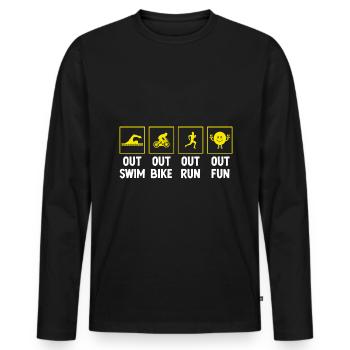 Out Swim Out Bike Out Run Out Fun Triathlon Triath - Men's Premium Organic Long Sleeve Shirt - black - Front - Nico (187cm)