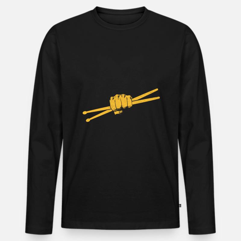 Drumstick Drummer Drum Drumming Drummers - Männer Premium Bio Langarmshirt - Schwarz