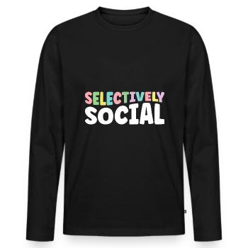 Dictons sociaux sélectifs pour les introvertis - T-shirt manches longues Premium bio Homme - noir - Devant - Nico (187cm)