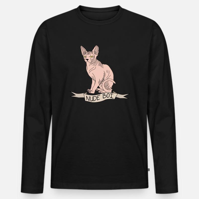 Nacktkatze don sphynx - Männer Premium Bio Langarmshirt - Schwarz