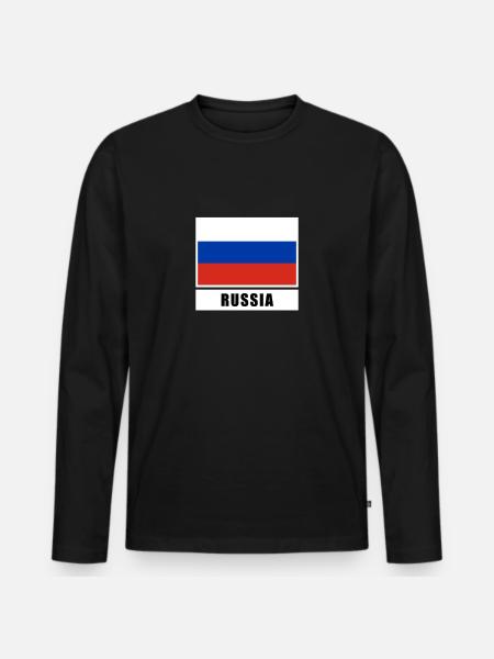 Russland russisch Flagge Fahne - Männer Premium Bio Langarmshirt - Schwarz