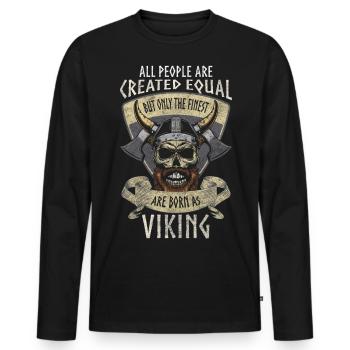 Nordisch Rune Valhalla Raben - Männer Premium Bio Langarmshirt - Schwarz - Vorne - Nico (187cm)
