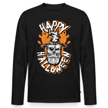 Happy Halloween Beard skull - Men's Premium Organic Long Sleeve Shirt - black - Front - Nico (187cm)