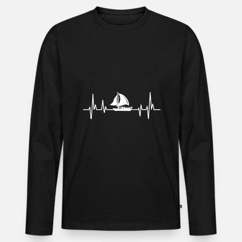 Heartbeat Boating Paddelboot - Männer Premium Bio Langarmshirt - Schwarz