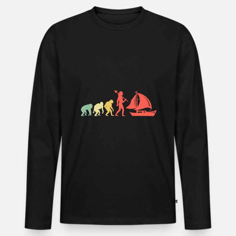 Evolution Boating Paddelboot - Männer Premium Bio Langarmshirt - Schwarz