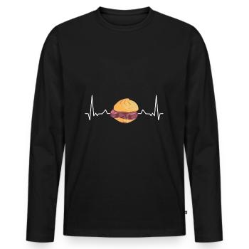 Leberkas Herzschlag Liebe Leberkäse - T-shirt manches longues Premium bio Homme - noir - Devant - Nico (187cm)