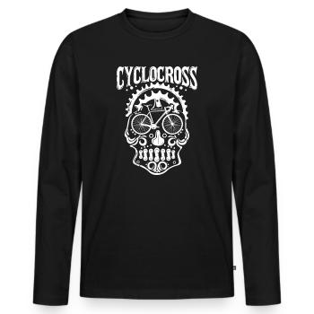 Cyclist cyclocross bike tattoo gift - Men's Premium Organic Long Sleeve Shirt - black - Front - Nico (187cm)
