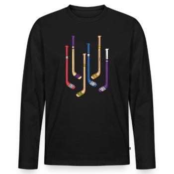 Hockey Stick Hockey Retro Hockey Stick Gift - Men's Premium Organic Long Sleeve Shirt - black - Front - Nico (187cm)