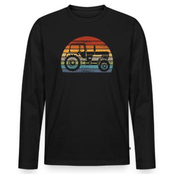Progress tractor farmer tractor retro ddr - Men's Premium Organic Long Sleeve Shirt - black - Front - Nico (187cm)
