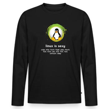 Computer System Penguin Nerd pc inside code admin - T-shirt manches longues Premium bio Homme - noir - Devant - Nico (187cm)