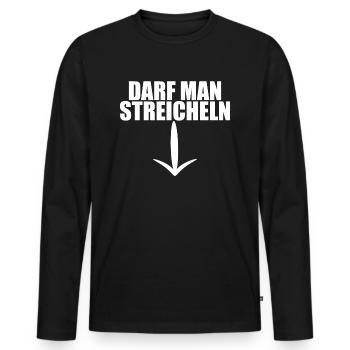Darf man streicheln - Bauch Dick Bierbauch - Männer Premium Bio Langarmshirt - Schwarz - Vorne - Nico (187cm)