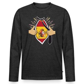 Super heroes have Spanish blood in their veins - Men's Premium Organic Long Sleeve Shirt - heather anthracite - Front - Nico (187cm)