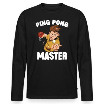 Table Tennis Ping-pong Outfit Table Tennis Player - Men's Premium Organic Long Sleeve Shirt - black - Front - Nico (187cm)