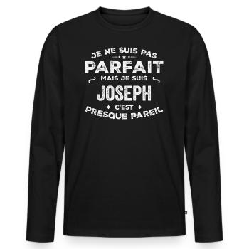 Joseph Un Prénom, Une Histoire, Une Personnalité - T-shirt manches longues Premium bio Homme - noir - Devant - Nico (187cm)