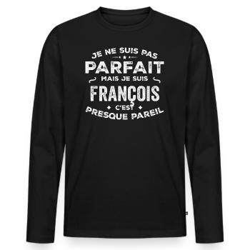 François Un Prénom, Une Histoire, Une Personnalité - T-shirt manches longues Premium bio Homme - noir - Devant - Nico (187cm)