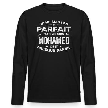 Mohamed A first name, a story, a personality - Men's Premium Organic Long Sleeve Shirt - black - Front - Nico (187cm)