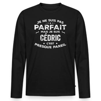 Cédric Ein Vorname, eine Geschichte, eine Persönlichkeit - Männer Premium Bio Langarmshirt - Schwarz - Vorne - Nico (187cm)