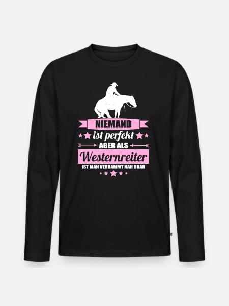 Westernreiter - Männer Premium Bio Langarmshirt - Schwarz