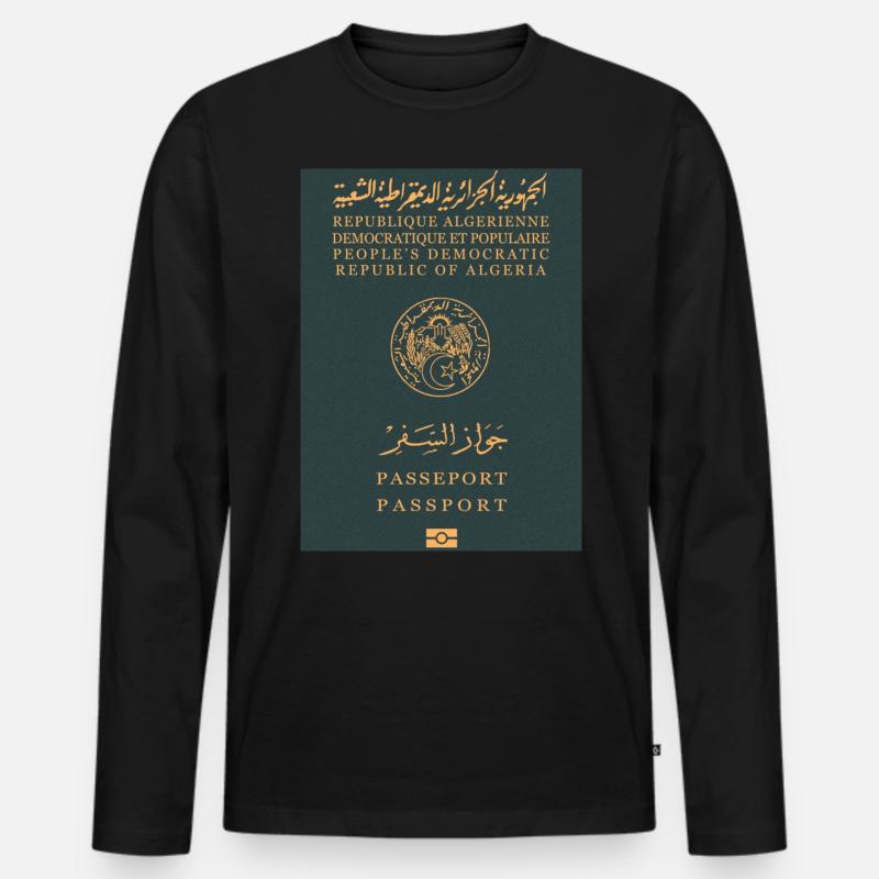 Algerischer Pass - Männer Premium Bio Langarmshirt - Schwarz