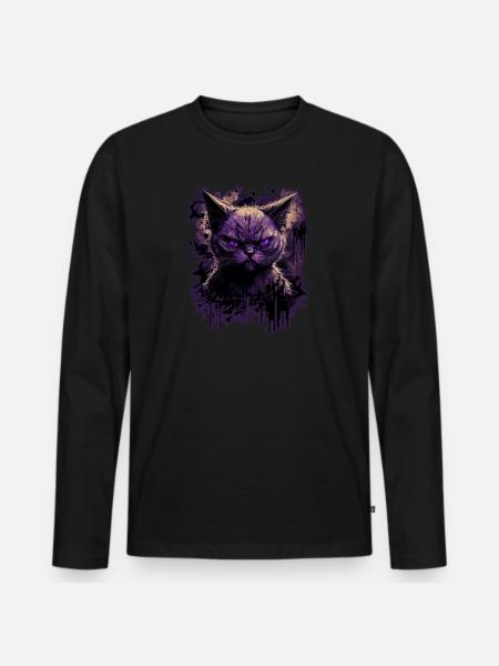 Chat siamois effrayant - T-shirt manches longues Premium bio Homme - noir