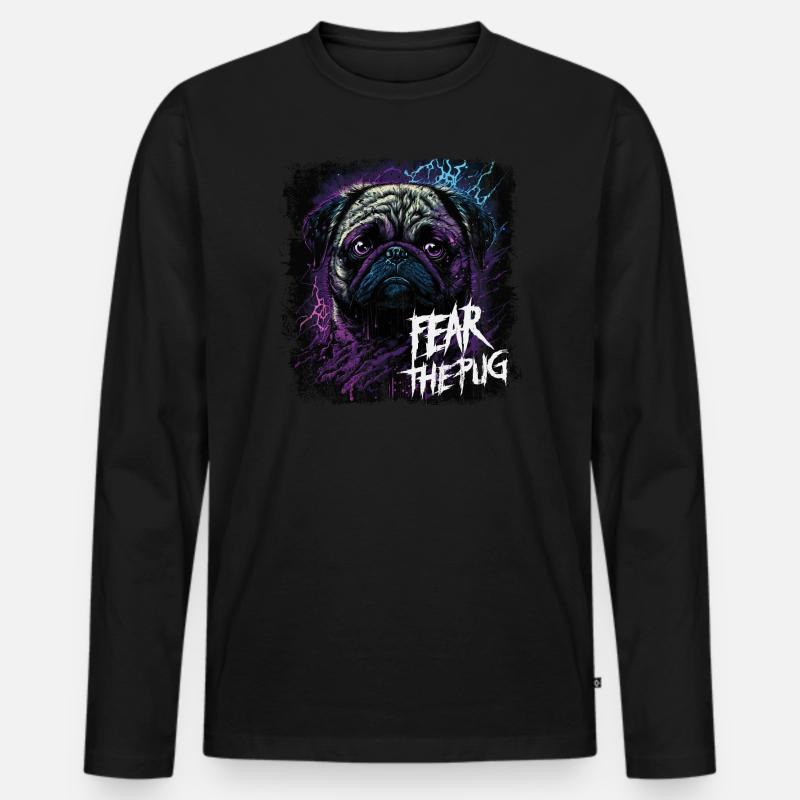 Fear the Pug - Männer Premium Bio Langarmshirt - Schwarz