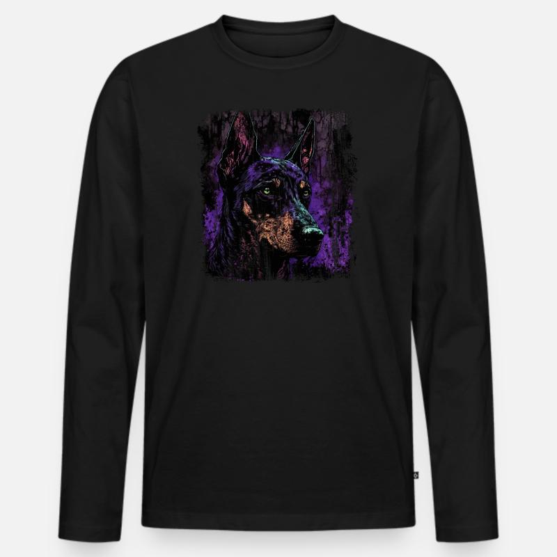 Spooky Dobermann - Männer Premium Bio Langarmshirt - Schwarz