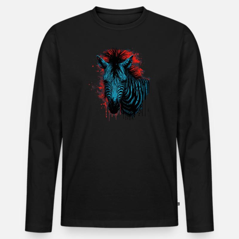Zebra - Männer Premium Bio Langarmshirt - Schwarz