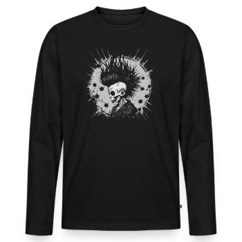 Horror Punk Zombie Skull - Männer Premium Bio Langarmshirt - Schwarz - Vorne - Nico (187cm)
