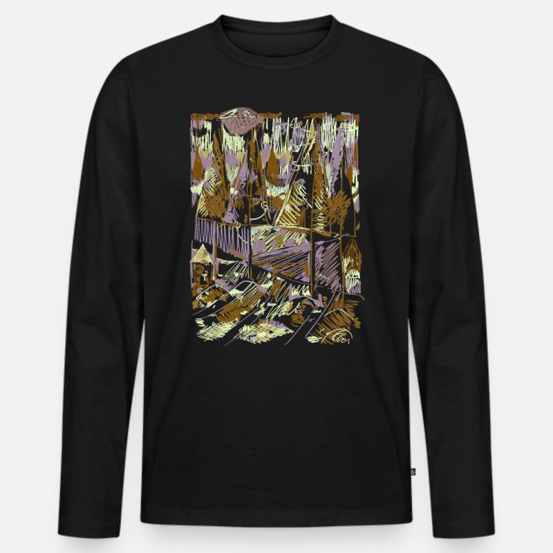 Wald Abstrakt - Männer Premium Bio Langarmshirt - Schwarz