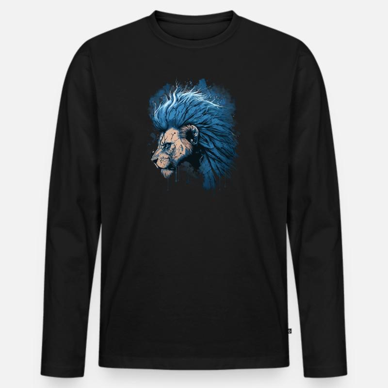 Löwe Sternzeichen - Männer Premium Bio Langarmshirt - Schwarz