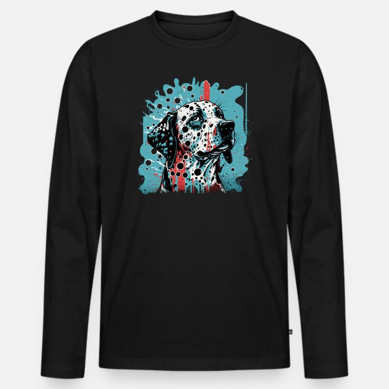 Dalmatiner - Männer Premium Bio Langarmshirt - Schwarz