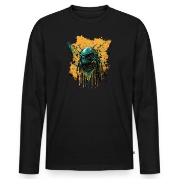 Creepy horror bee - Men's Premium Organic Long Sleeve Shirt - black - Front - Nico (187cm)