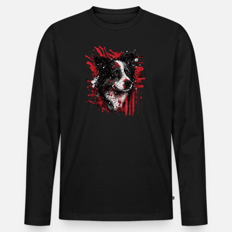 Border Collie - Männer Premium Bio Langarmshirt - Schwarz