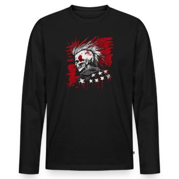 Horror Punk Zombie Skull - Männer Premium Bio Langarmshirt - Schwarz - Vorne - Nico (187cm)