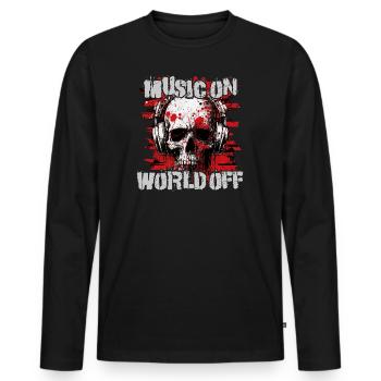 Musique allumée, monde éteint - T-shirt manches longues Premium bio Homme - noir - Devant - Nico (187cm)