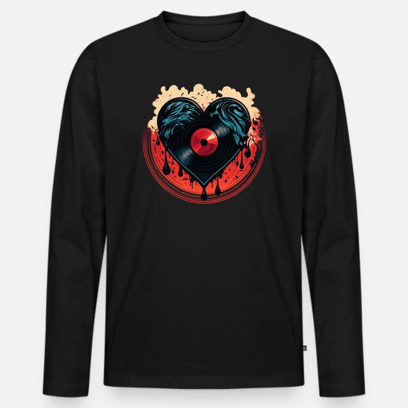 Schallplatten Liebe - Männer Premium Bio Langarmshirt - Schwarz