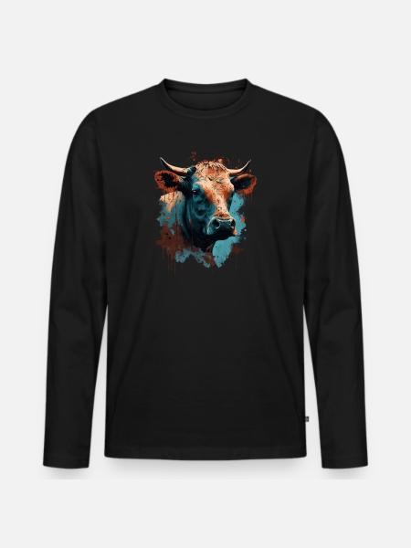 Eine Kuh - Männer Premium Bio Langarmshirt - Schwarz