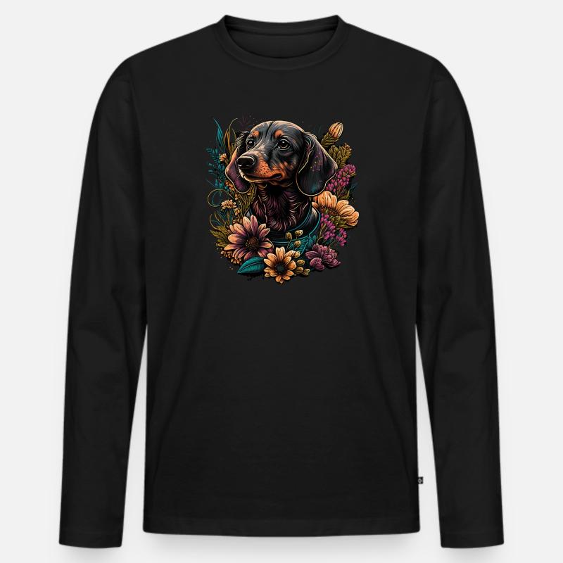 Dackel - Männer Premium Bio Langarmshirt - Schwarz