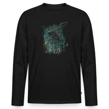 Creepy horror dragonfly - Men's Premium Organic Long Sleeve Shirt - black - Front - Nico (187cm)