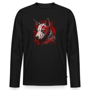 Bullterrier - Männer Premium Bio Langarmshirt - Schwarz - Vorne - Nico (187cm)