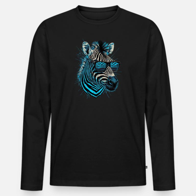 Cooles Zebra - Männer Premium Bio Langarmshirt - Schwarz