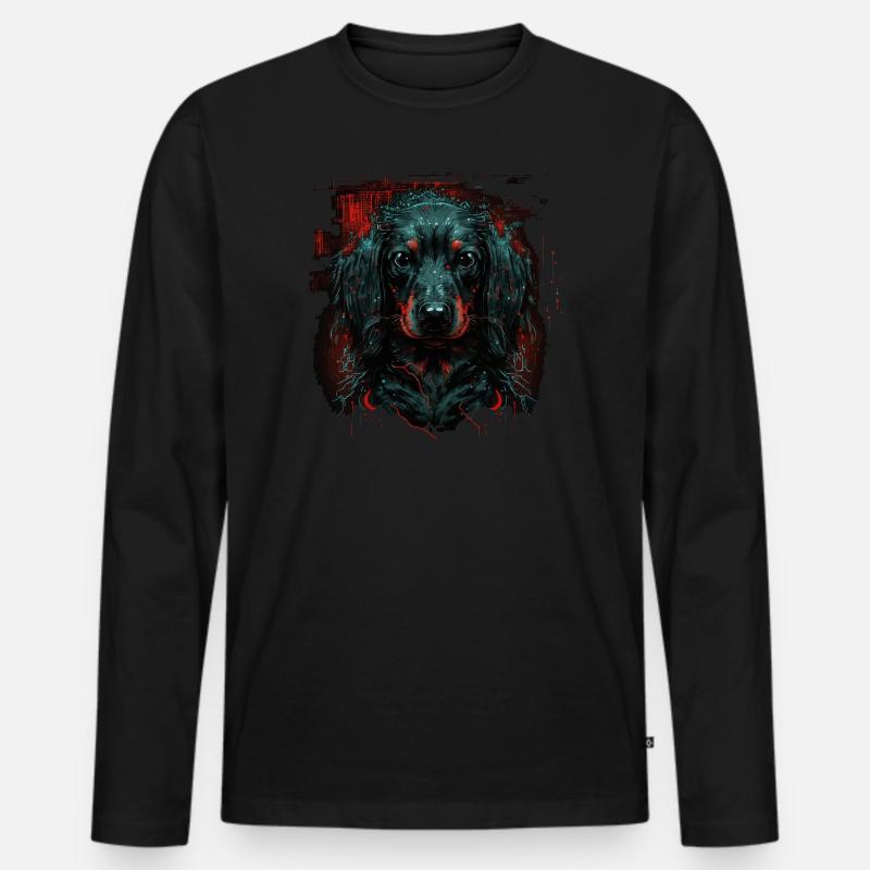 Dackelwelpe - Männer Premium Bio Langarmshirt - Schwarz