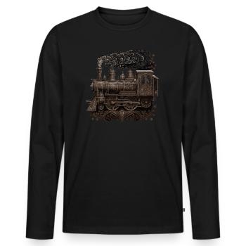 Steam locomotive - Men's Premium Organic Long Sleeve Shirt - black - Front - Nico (187cm)