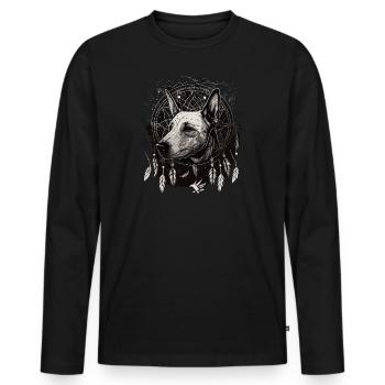 Bull Terrier et Dreamcatcher - T-shirt manches longues Premium bio Homme - noir - Devant - Nico (187cm)