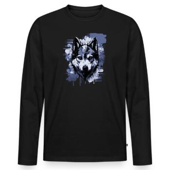 Husky Dog - Men's Premium Organic Long Sleeve Shirt - black - Front - Nico (187cm)