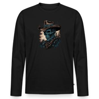 Zombie Cowboy - Männer Premium Bio Langarmshirt - Schwarz - Vorne - Nico (187cm)