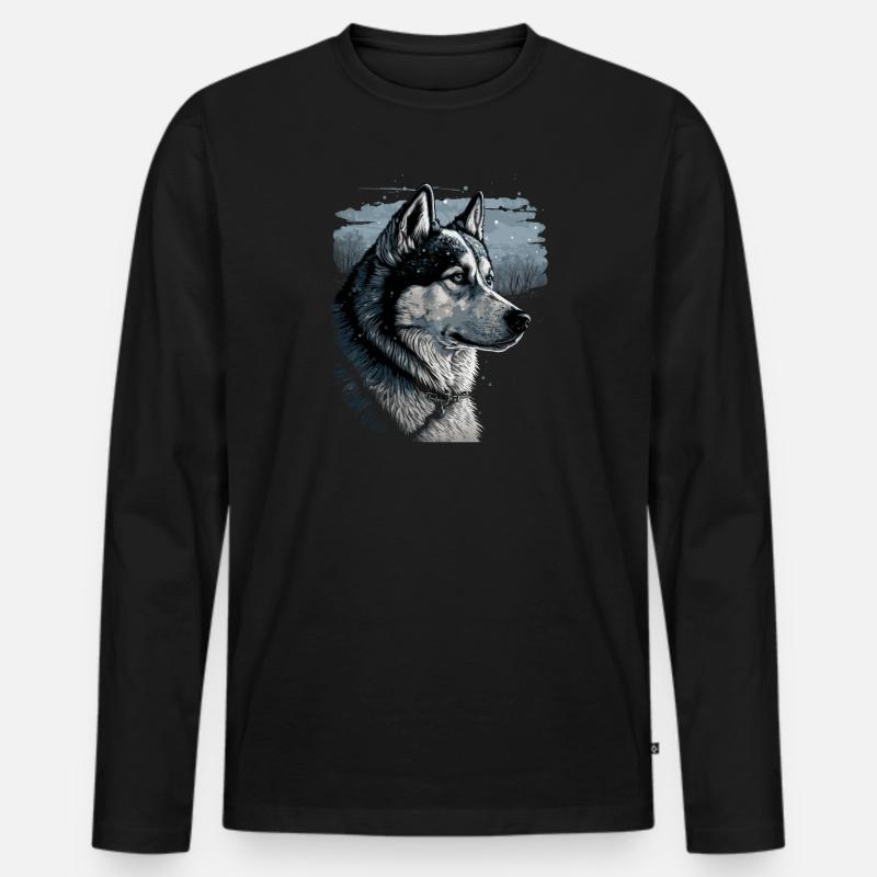 Husky Dog - Männer Premium Bio Langarmshirt - Schwarz